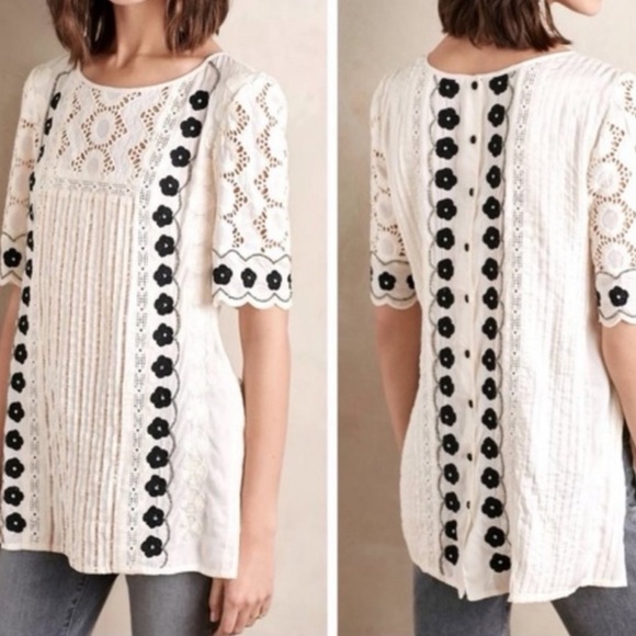 V Cristina Tops - V Cristina Embroidered Beaded Peasant Top